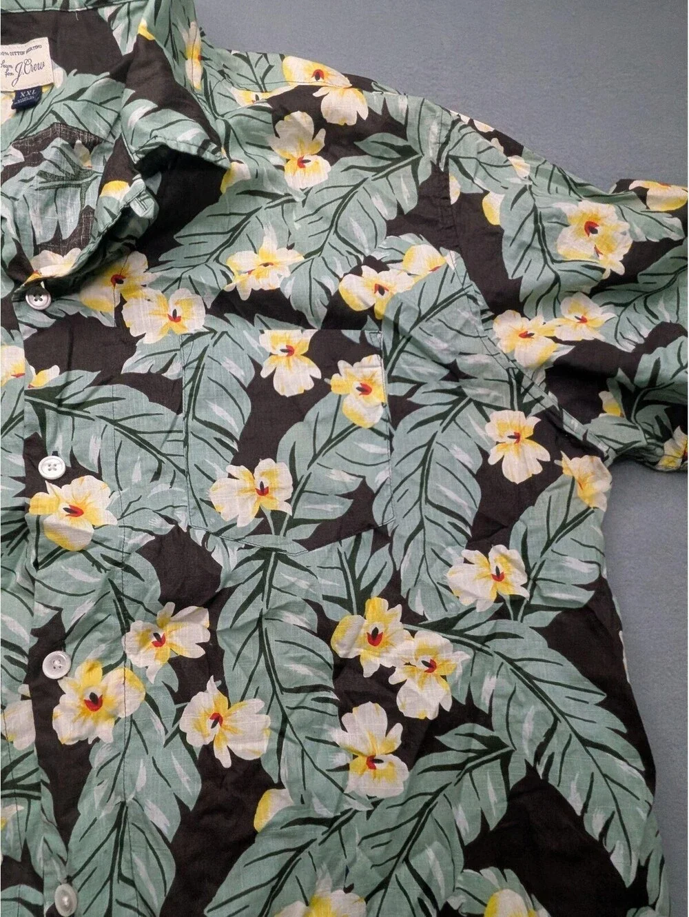 J.Crew Shirt Mens 2XL Multicolor Hawaiian Floral Cotton Short Sleeve Casual
